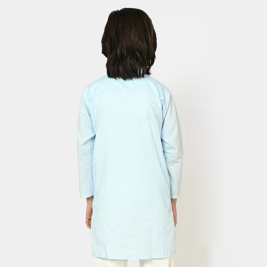 Boys Jacquard Kurta Basic | Sky Blue