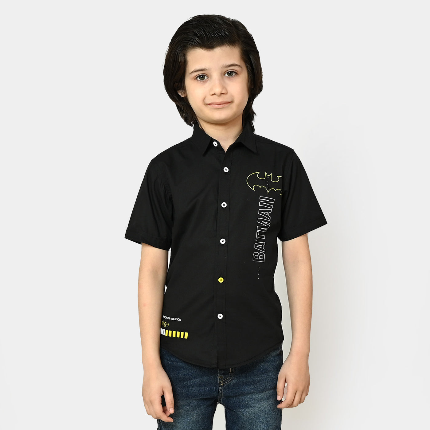 Boys Cotton Casual Shirt Character - BLACK