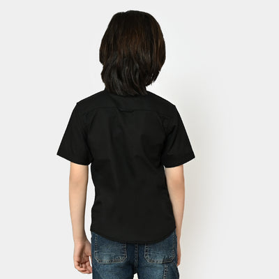 Boys Cotton Casual Shirt Character - BLACK