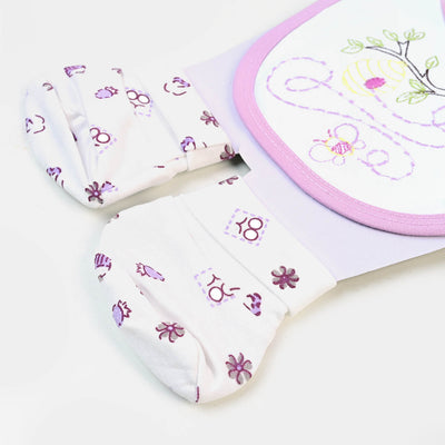 Baby Bib Cap + Mittens 4PCs Set