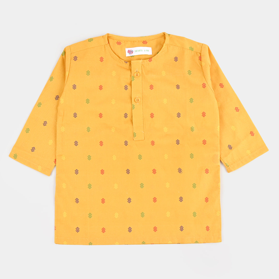 Infant Cotton Boys Printed Kurta - Yellow