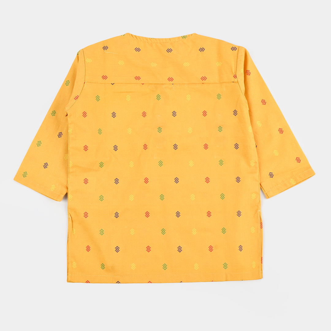 Infant Cotton Boys Printed Kurta - Yellow