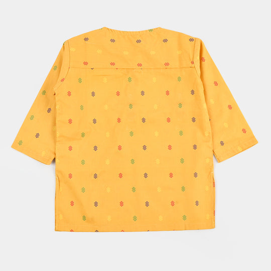 Infant Cotton Boys Printed Kurta - Yellow