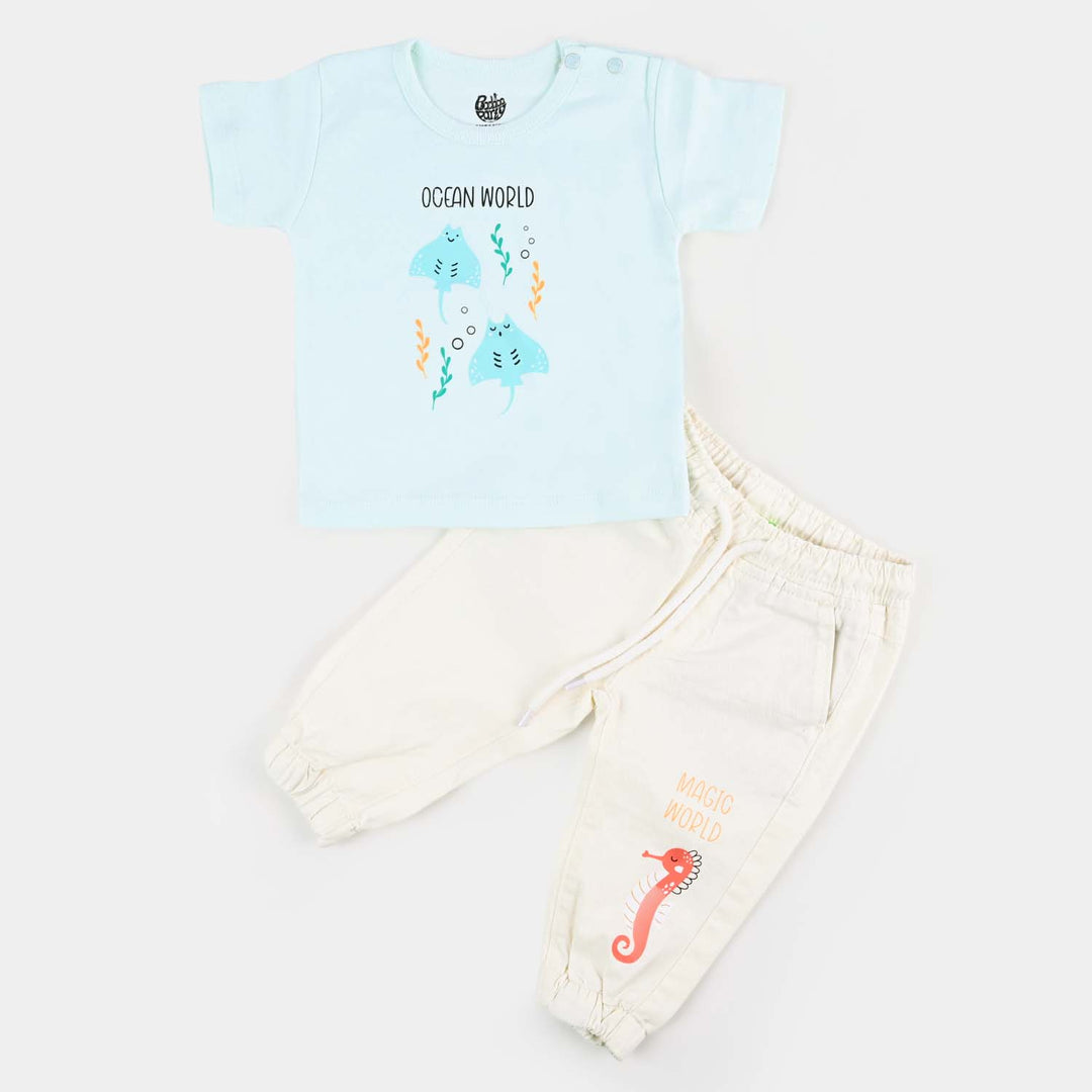 Infant Boys 2Pcs Suit Marine World  - SKY BLUE