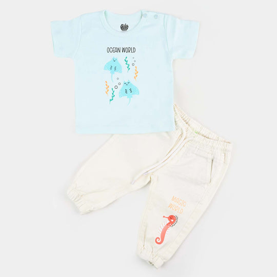 Infant Boys 2Pcs Suit Marine World  - SKY BLUE