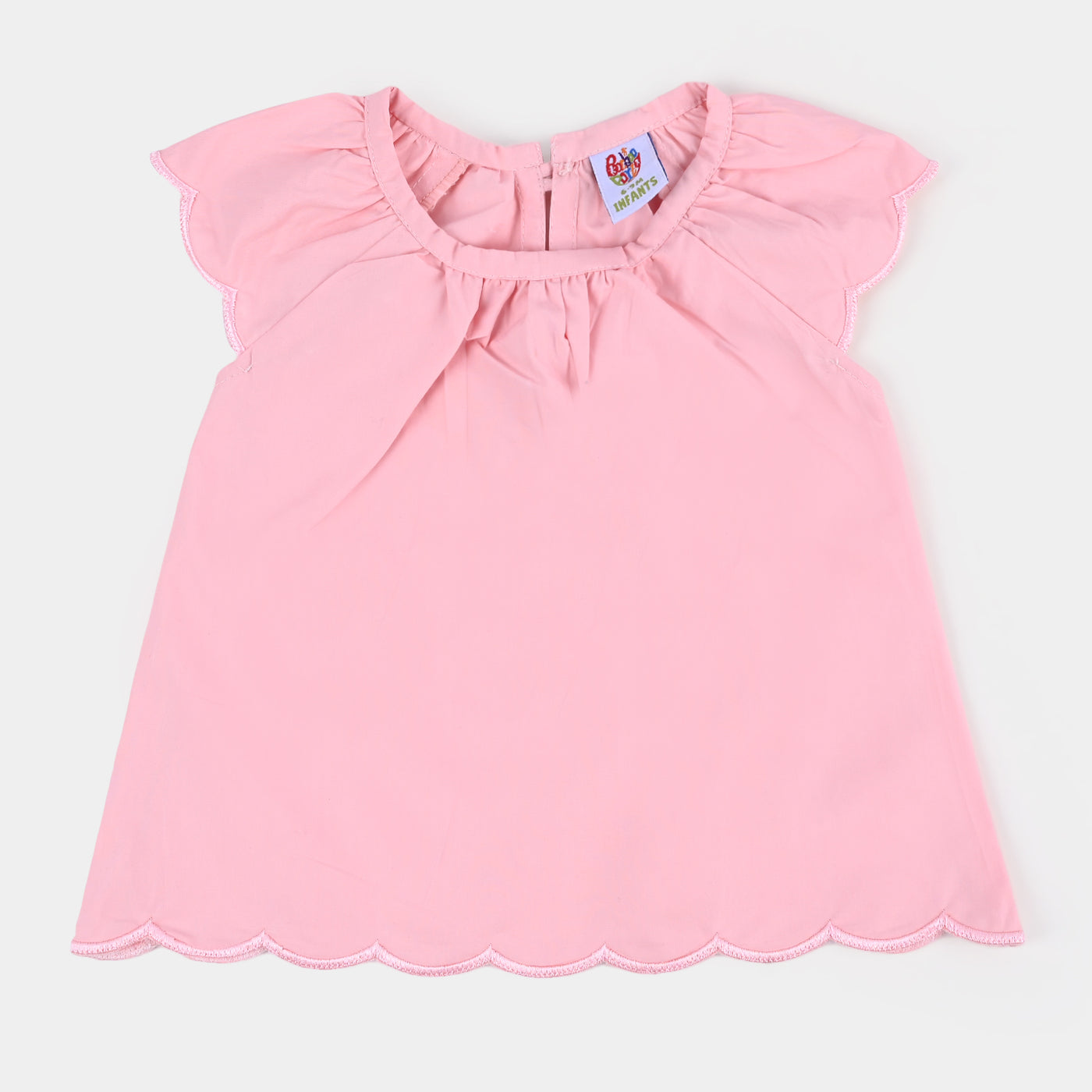 2PC Infant Girls Woven 2Pcs Suit Wave Edges - Baby Pink