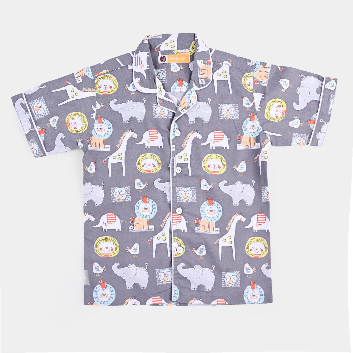 Boys Woven Night Suit Animals - GREY