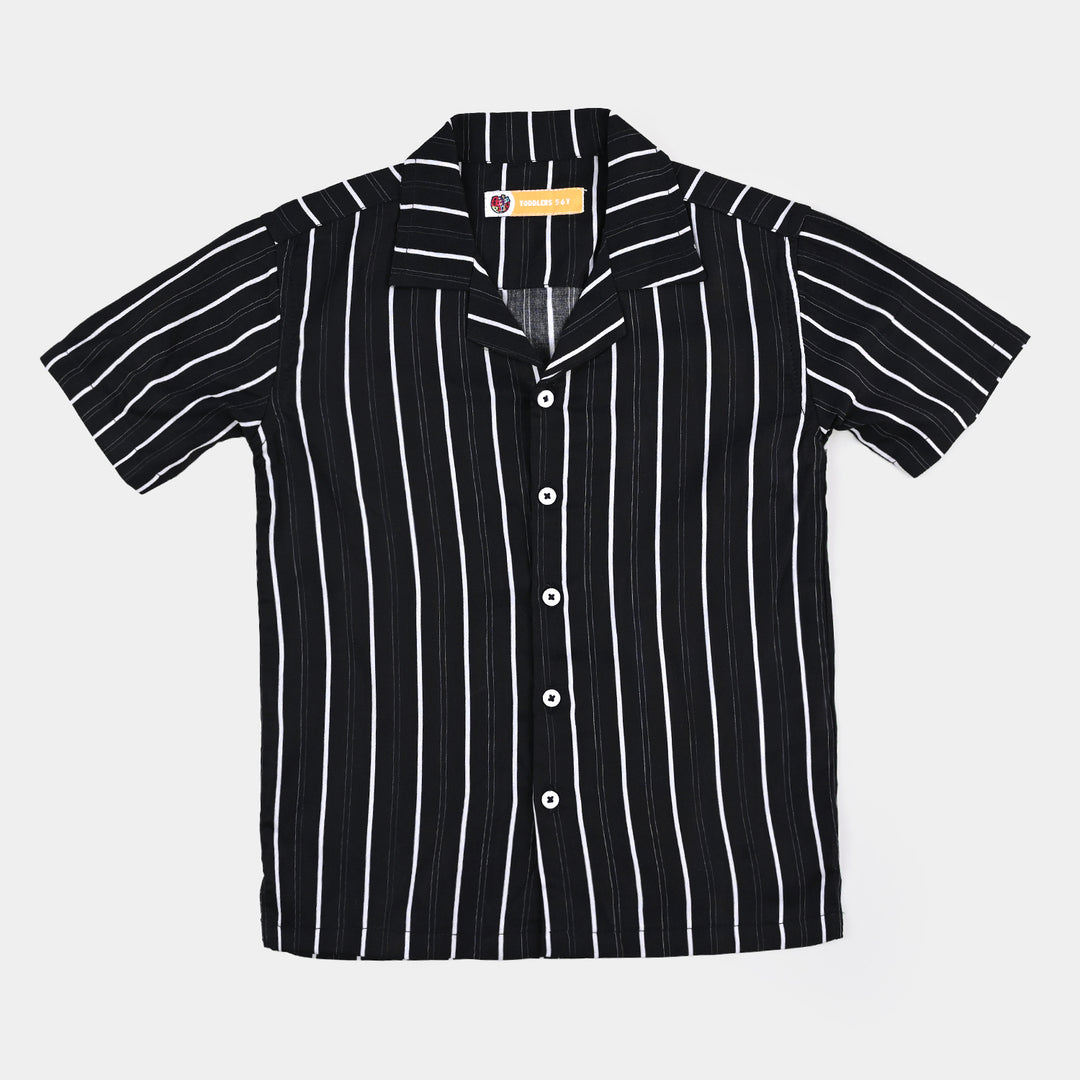 Boys Cotton Casual Shirt Stripes - BLACK