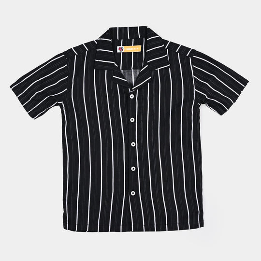 Boys Cotton Casual Shirt Stripes - BLACK