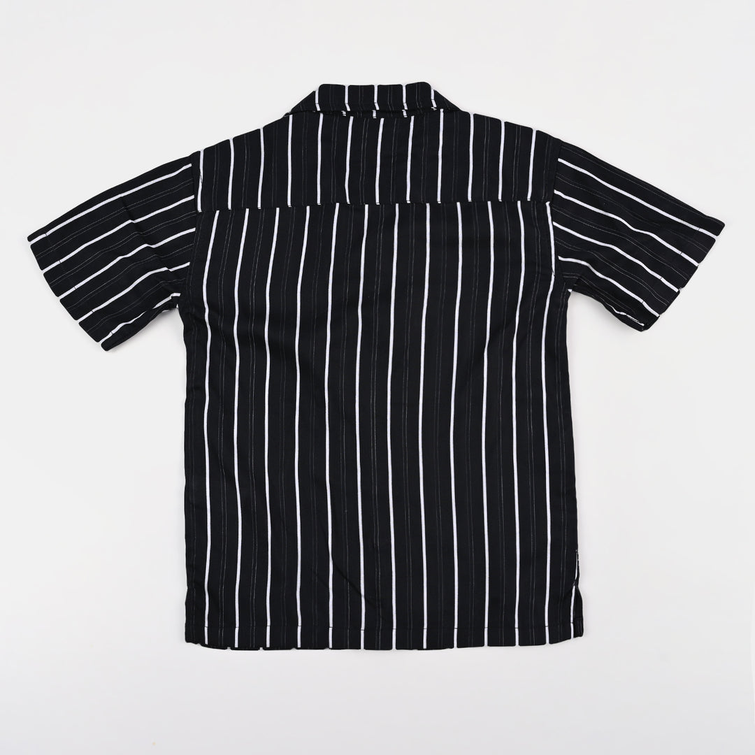 Teens Boys Cotton Casual Shirt Stripes - Black