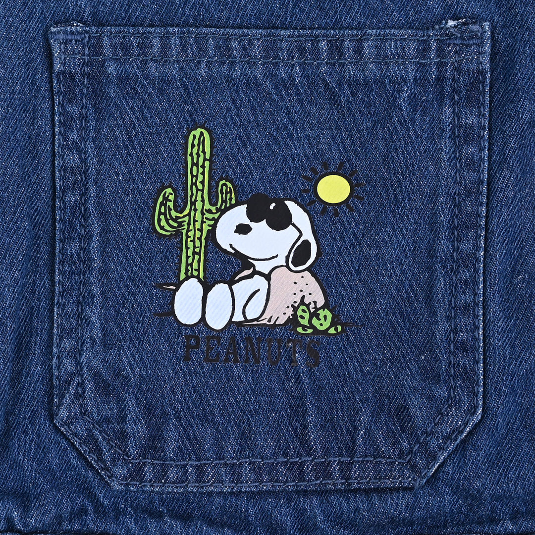 Girls Denim Dangri Over All Peanuts - Light Blue