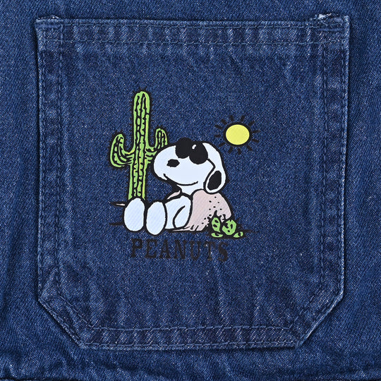 Girls Denim Dangri Over All Peanuts - Light Blue
