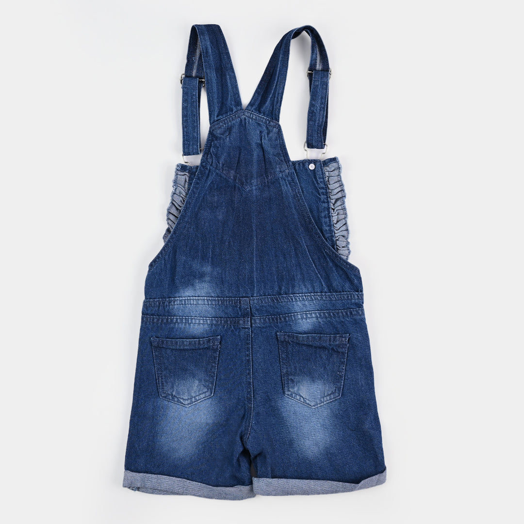 Girls Denim Dangri Over All Peanuts - Light Blue