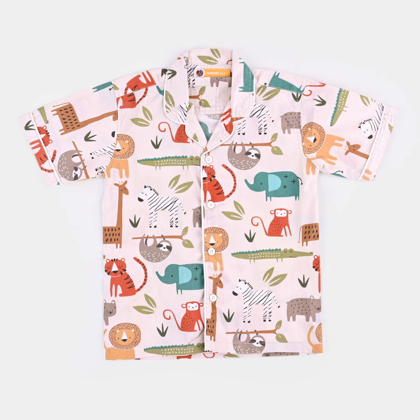 Boys Woven Night Suit Animals - Beige