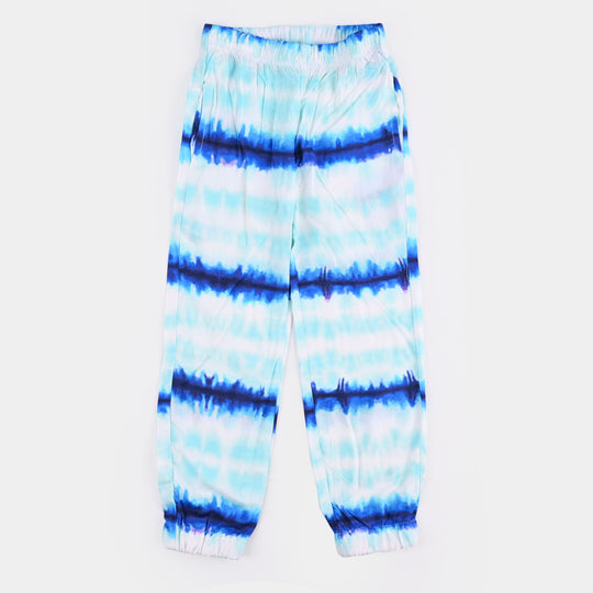 Girls Cotton Pant Tie & Dye - White