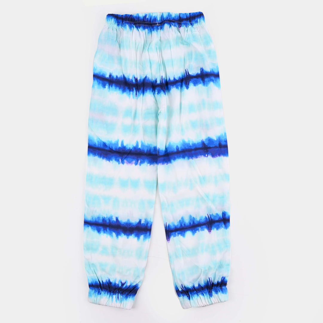 Girls Cotton Pant Tie & Dye - White