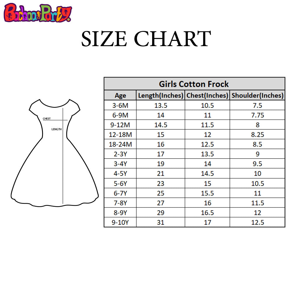Girls Cotton Frock Burger N Fries Printed- Blue