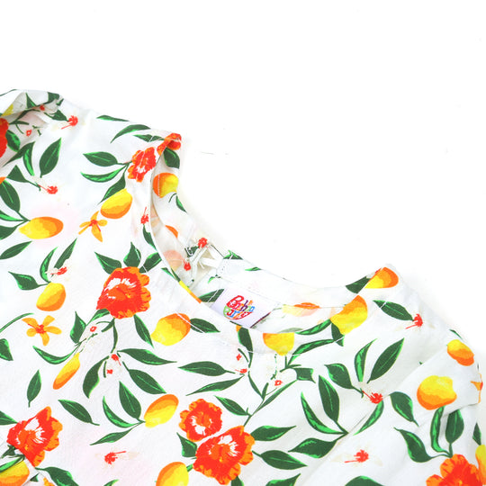 Girls Digital Print Kurti Lemon Bunches - Multi