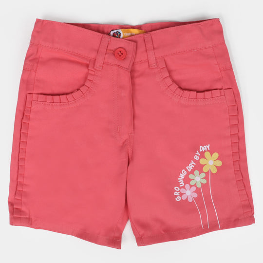 Girls Cotton Short Growing Day By Day - Peach