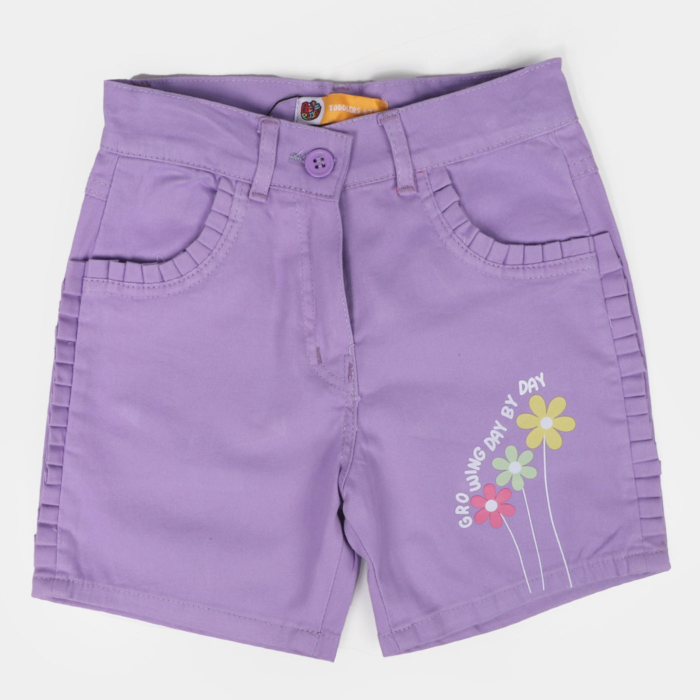 Girls Cotton Short Growing Day By Day - Purple