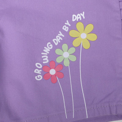 Girls Cotton Short Growing Day By Day - Purple