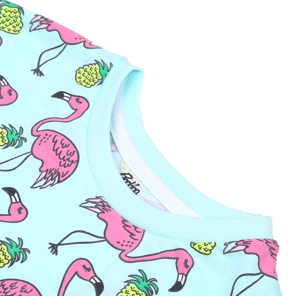 Girls T-Shirt Flamingo - Sea Green