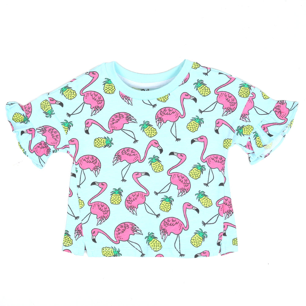 Infant Girls T-Shirt Flamingo-Sea Green