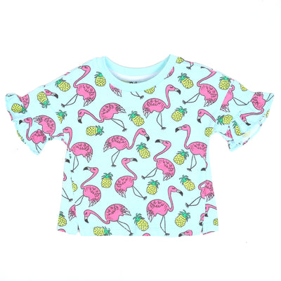 Infant Girls T-Shirt Flamingo-Sea Green