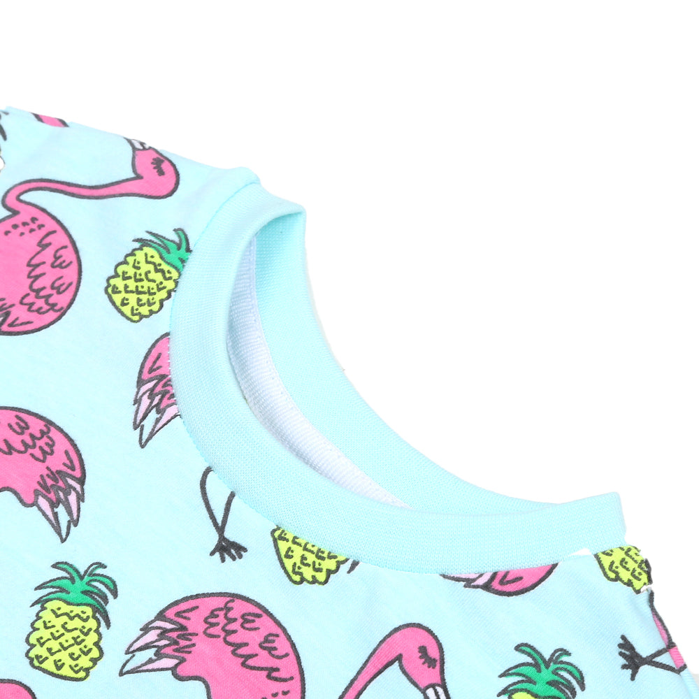 Infant Girls T-Shirt Flamingo-Sea Green