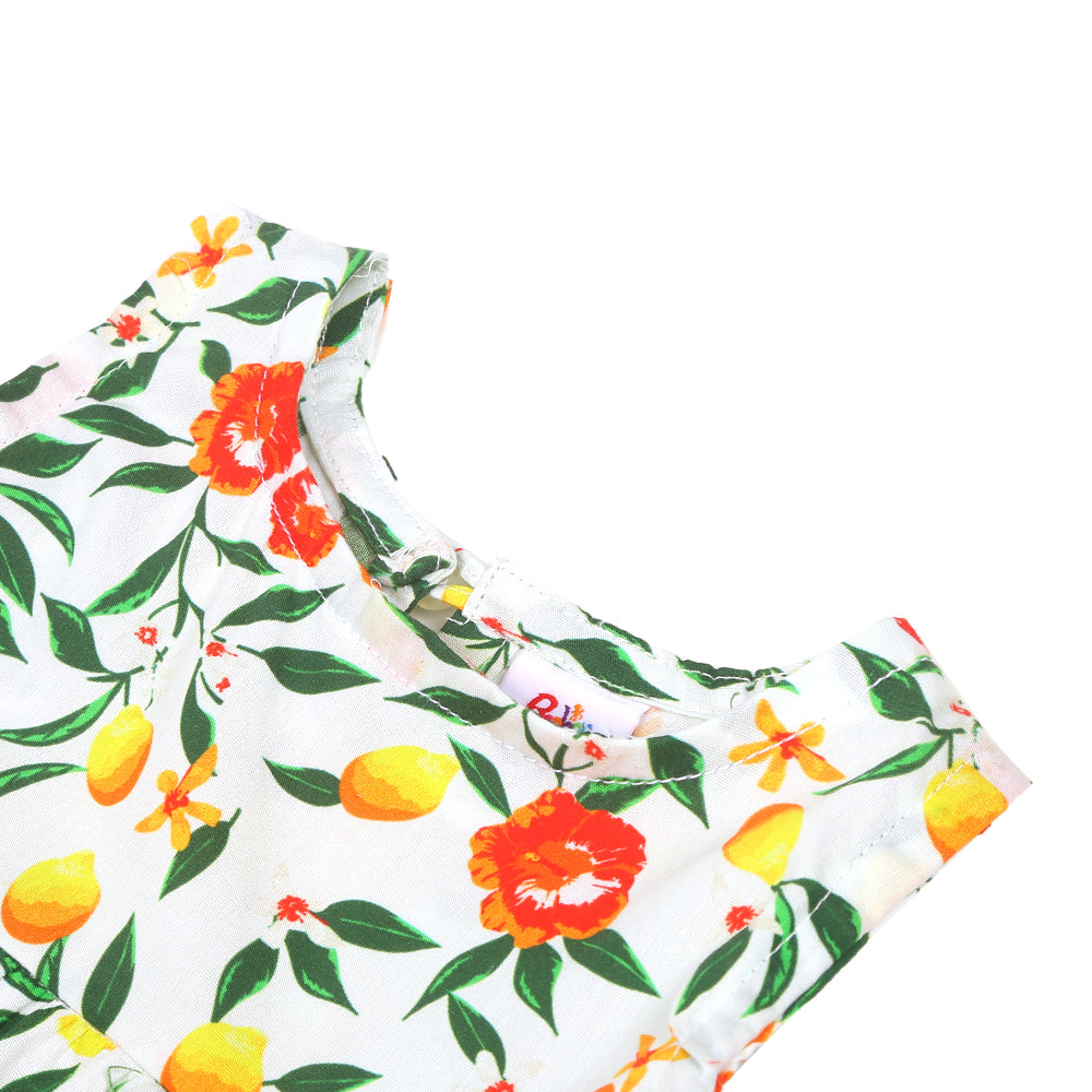 Infant Girls Digital Print Kurti Lemon Bunches-Multi