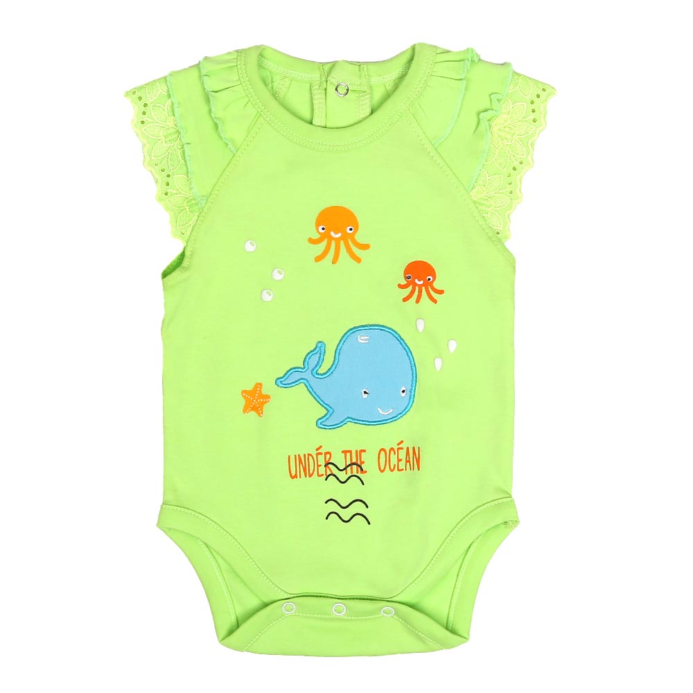 Infant Girls Knitted Romper Ocean - Green