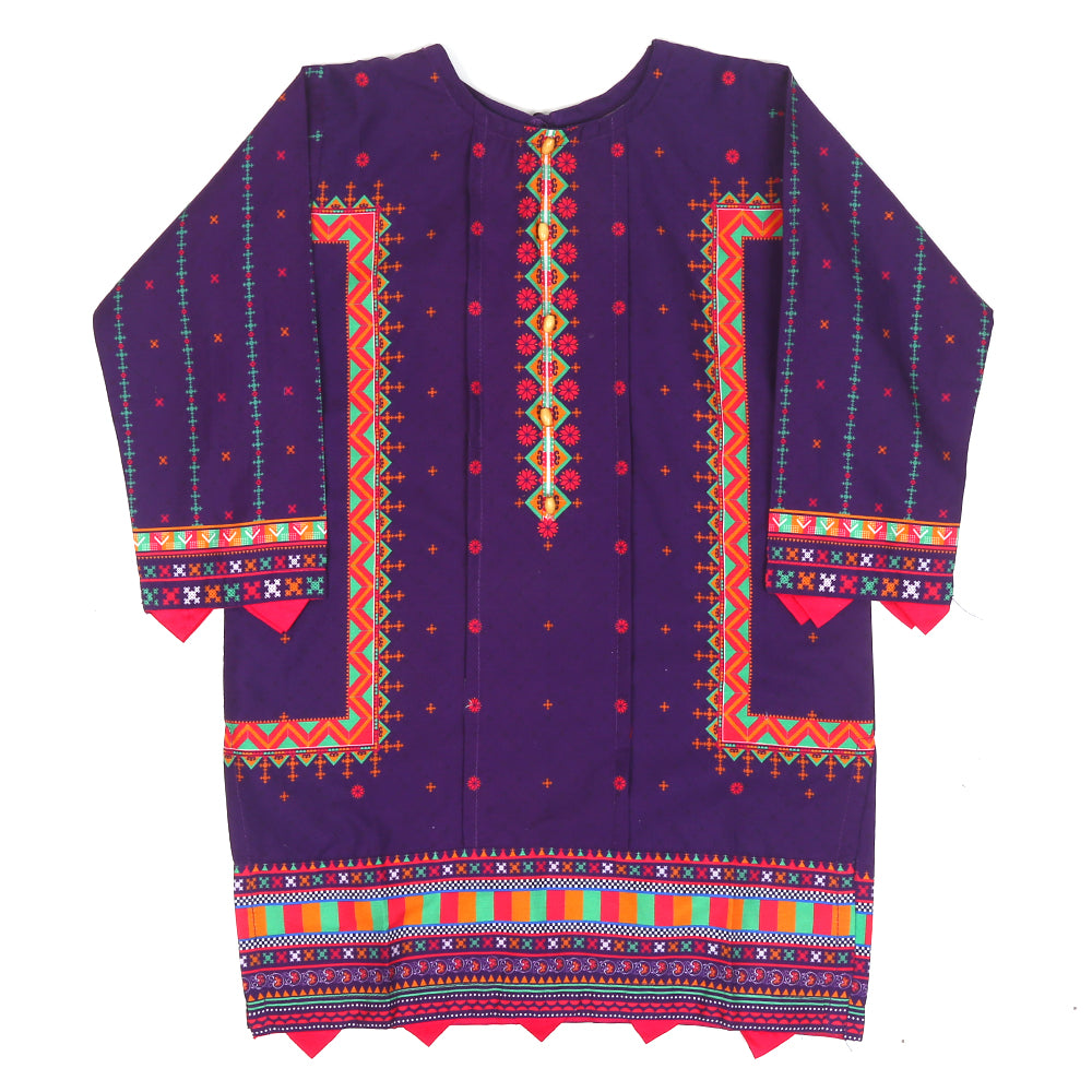 Girls Digital Print Kurti Silence - Purple
