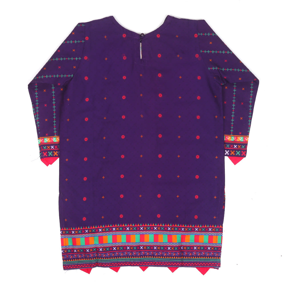 Girls Digital Print Kurti Silence - Purple