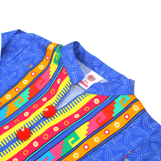 Girls Digital Print Kurti Rang Barang - Blue