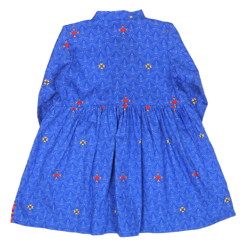 Girls Digital Print Kurti Rang Barang - Blue