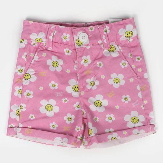 Infant Girls Cotton Short Smiley Flower - Pink