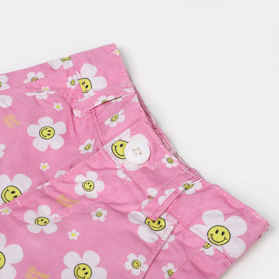 Infant Girls Cotton Short Smiley Flower - Pink