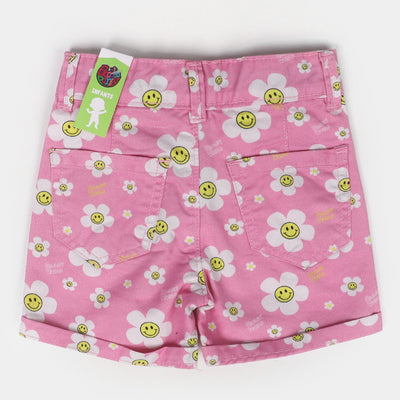 Infant Girls Cotton Short Smiley Flower - Pink