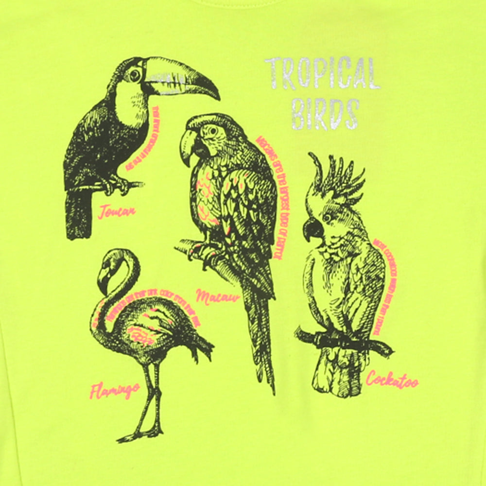 Girls T-Shirt Tropical Birds - A.lime