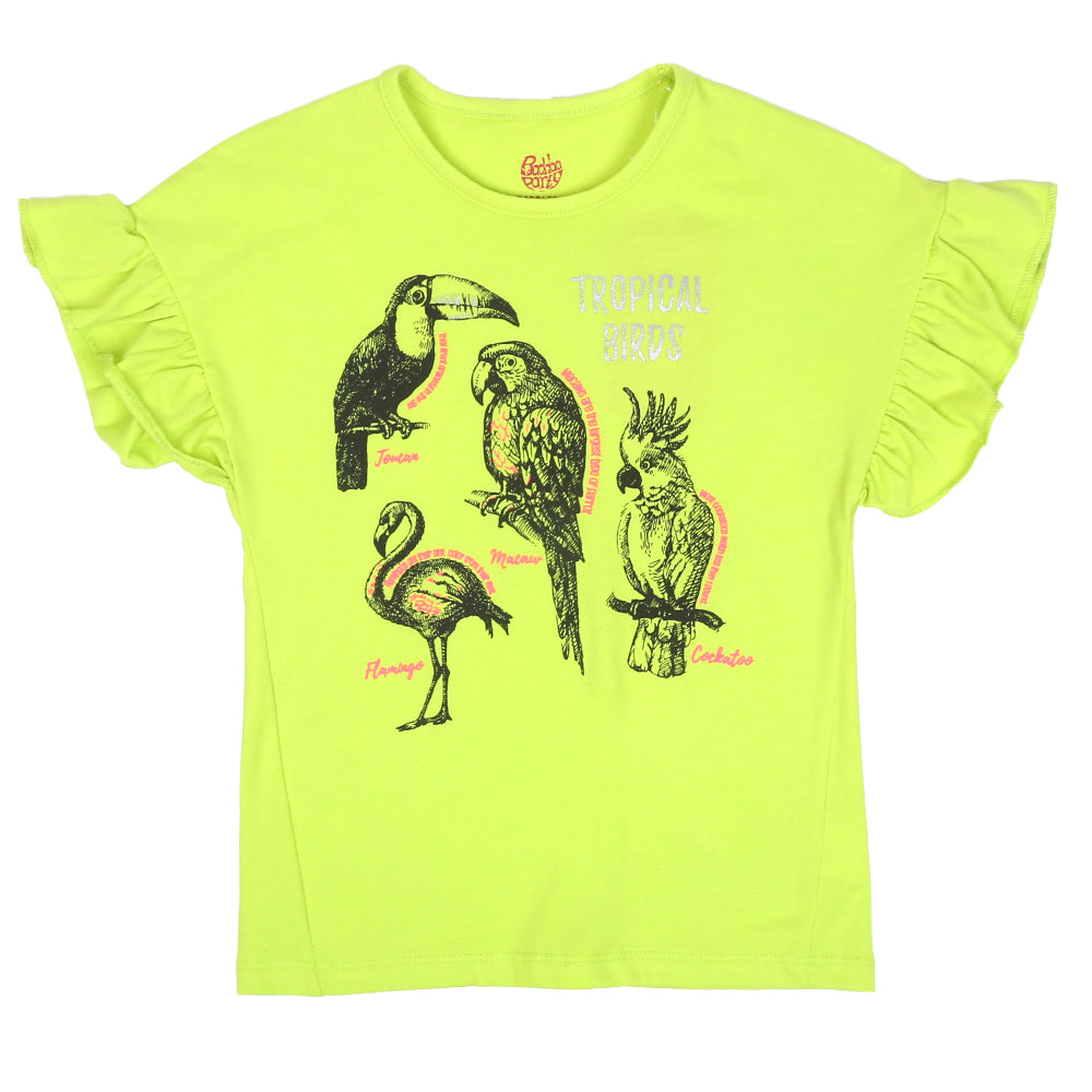 Girls T-Shirt Tropical Birds - A.lime