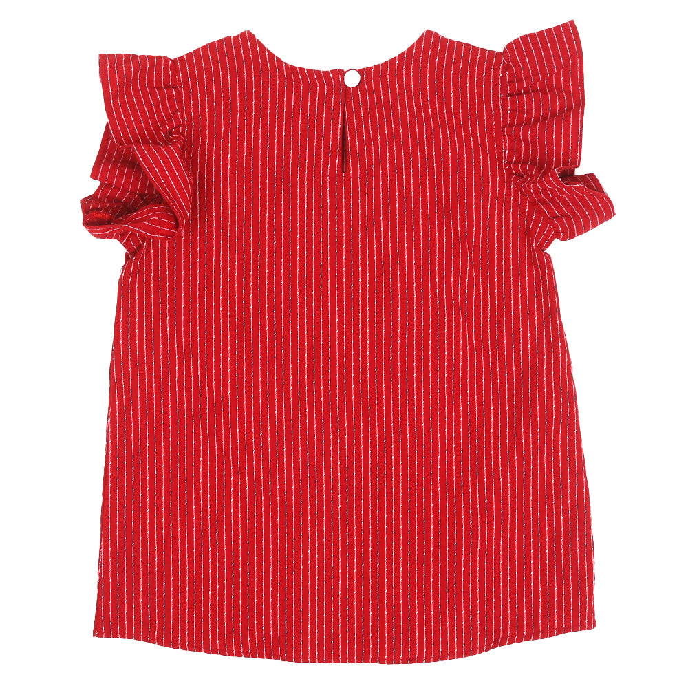 Girls Embroidered Top Bunches - Red