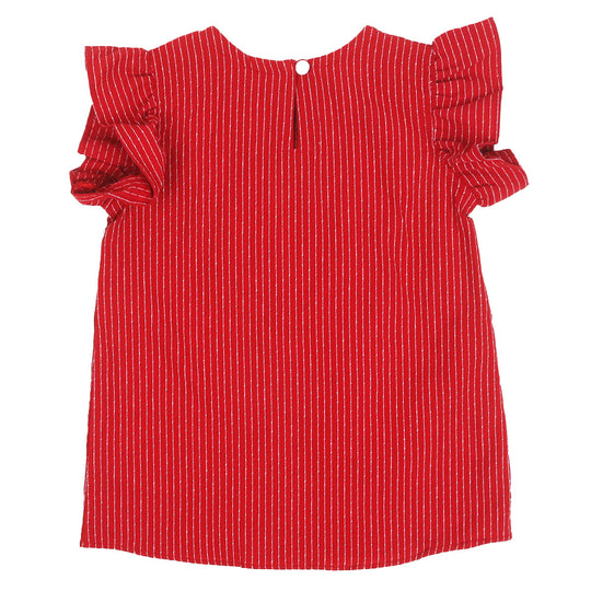 Girls Embroidered Top Bunches - Red