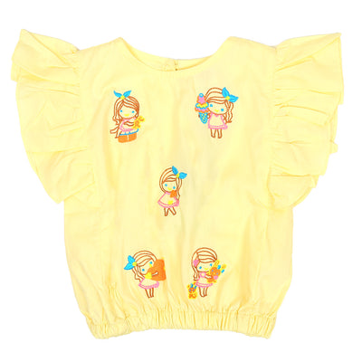 Infants Girls Embroidered Top Baby Doll - L.Yellow