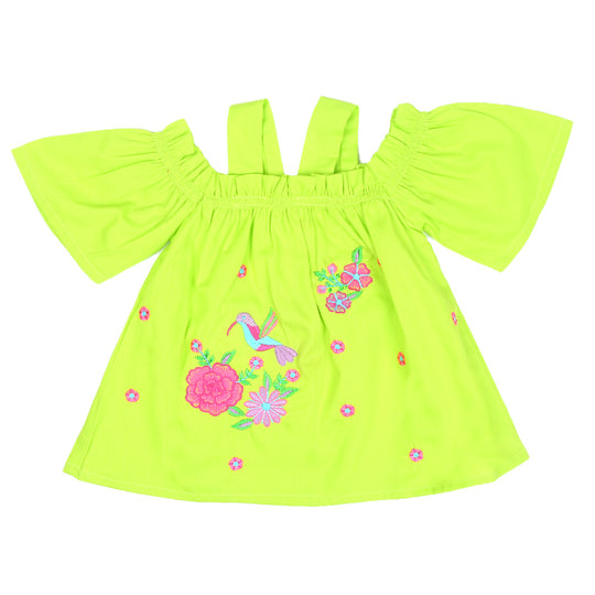 Infants Girls Embroidered Kurti Springs - Green
