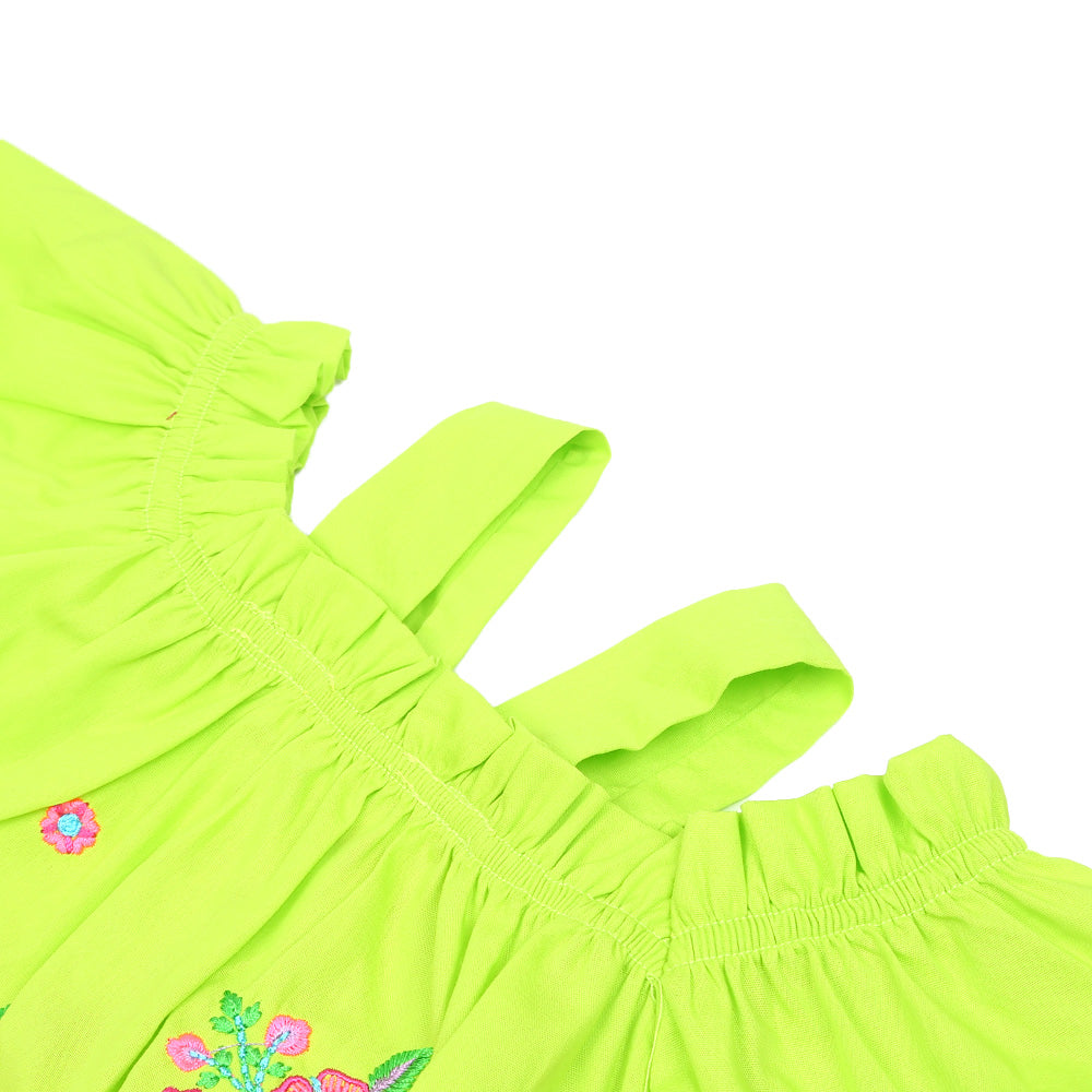 Infants Girls Embroidered Kurti Springs - Green
