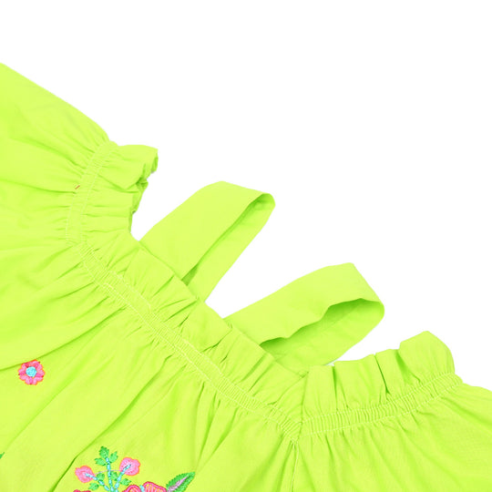 Infants Girls Embroidered Kurti Springs - Green