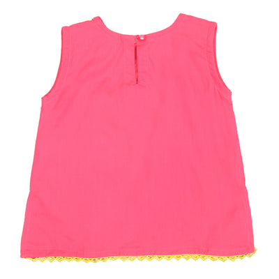 Infants Girls Embroidered Kurti Flower - Fuchsia