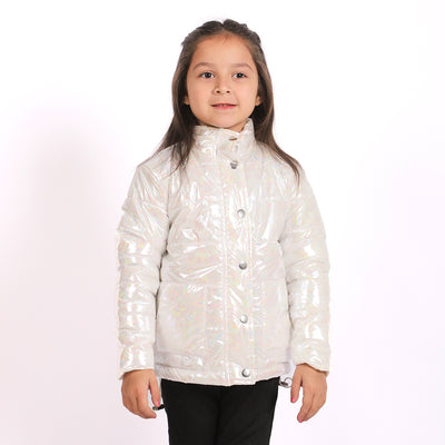 Puff Jacket For Girls - White