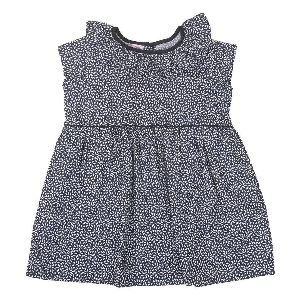 Girls Cotton Frock Ruffle - BLACK