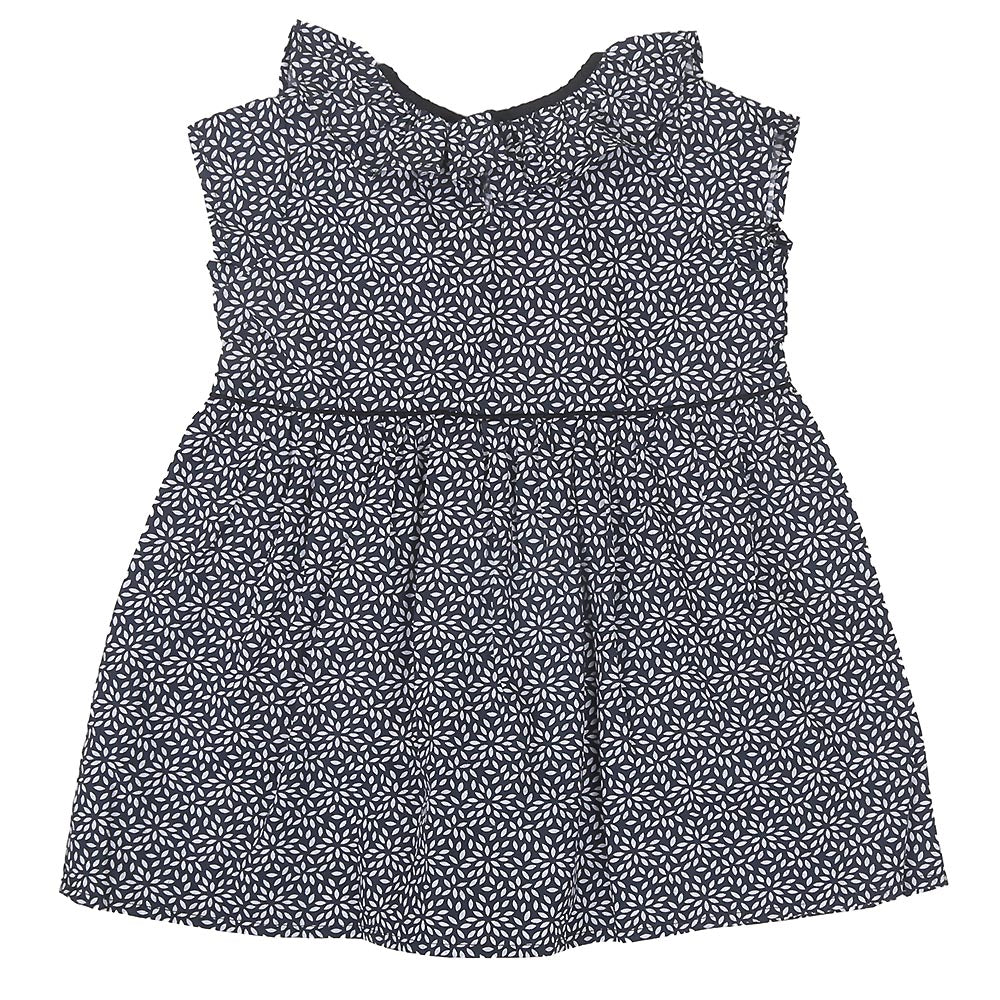 Girls Cotton Frock Ruffle - BLACK